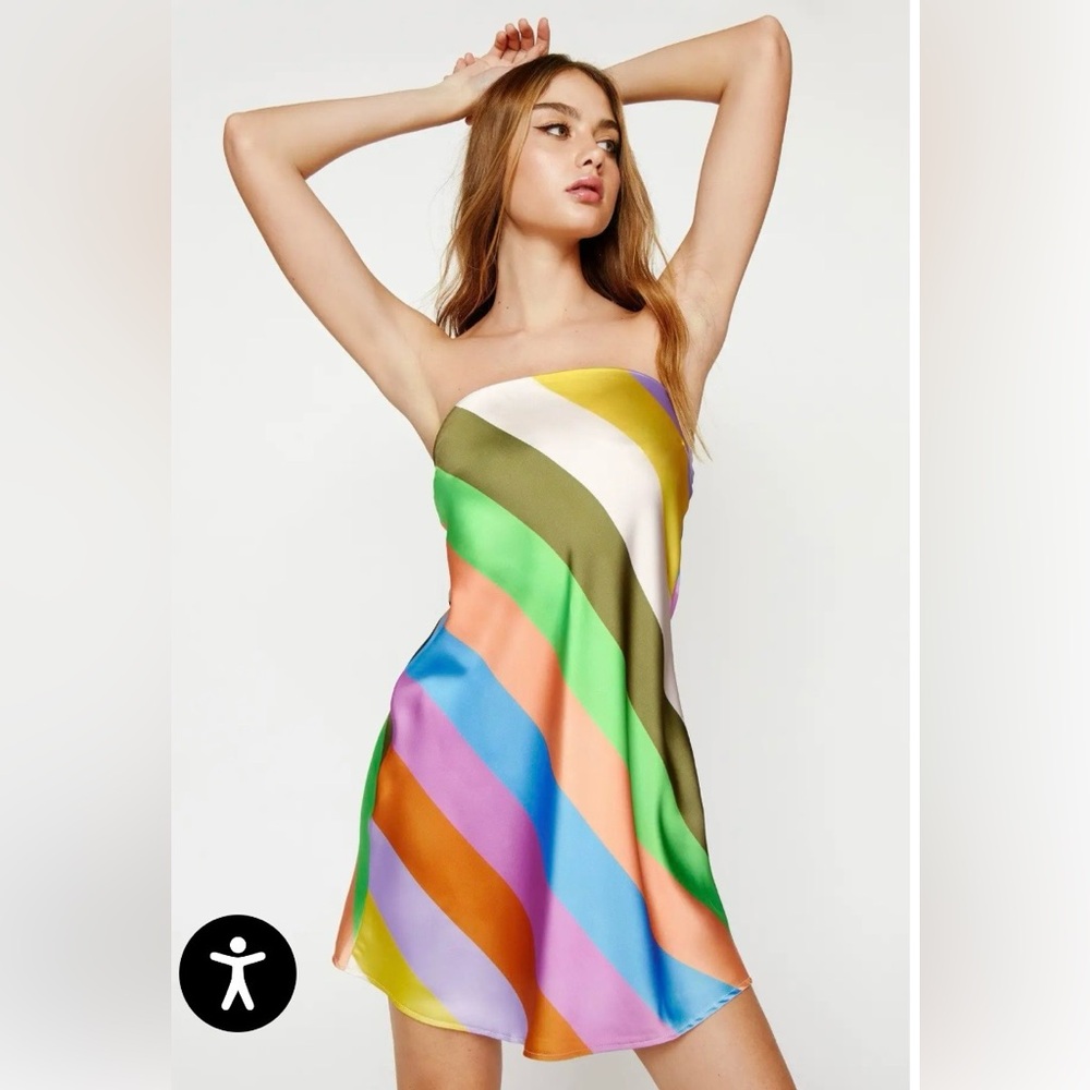 NastyGal
Stripe Satin Bandeau Mini Dress NWT SIZE 14